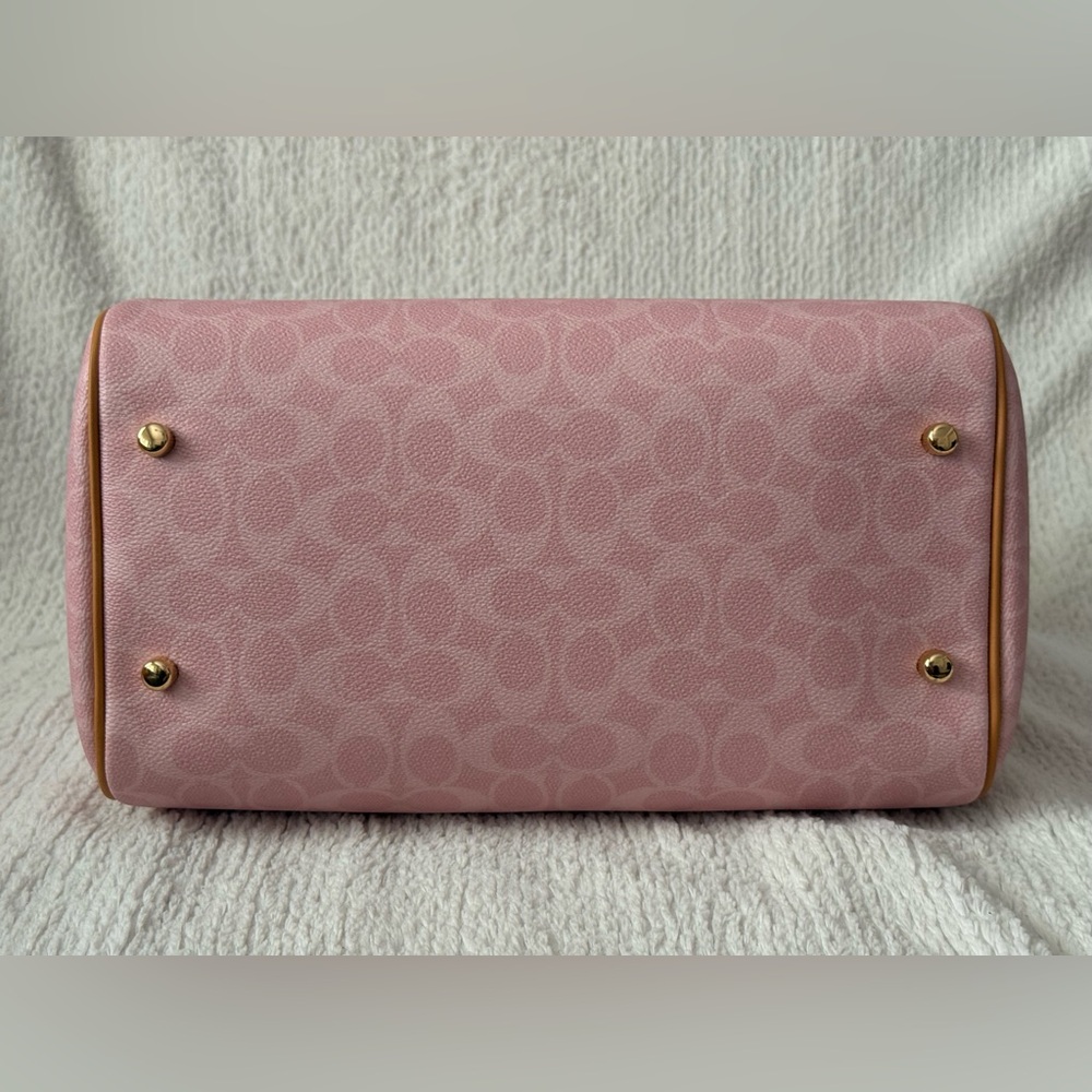 Coach Rowan Large Satchel Bag in Signature Canvas with charms powder pink - Picture 6 of 9